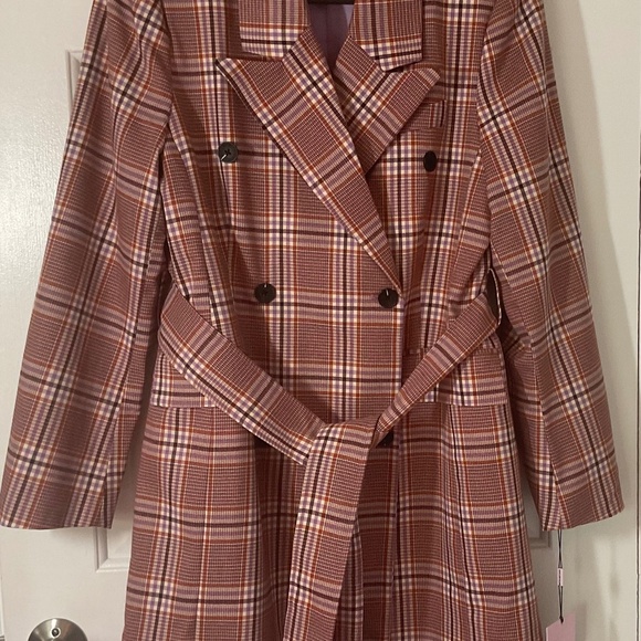 Avec Les Filles Plaid Trench Coat - NWT - Picture 2 of 16